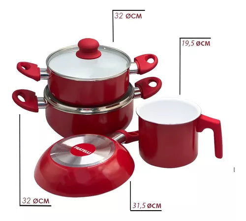 Conjunto De Panelas Antiaderente Revestimento Cerâmico